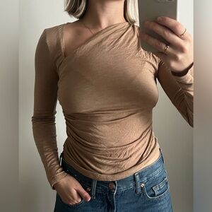 Elegant Tan Asymmetrical Women's Top Zara